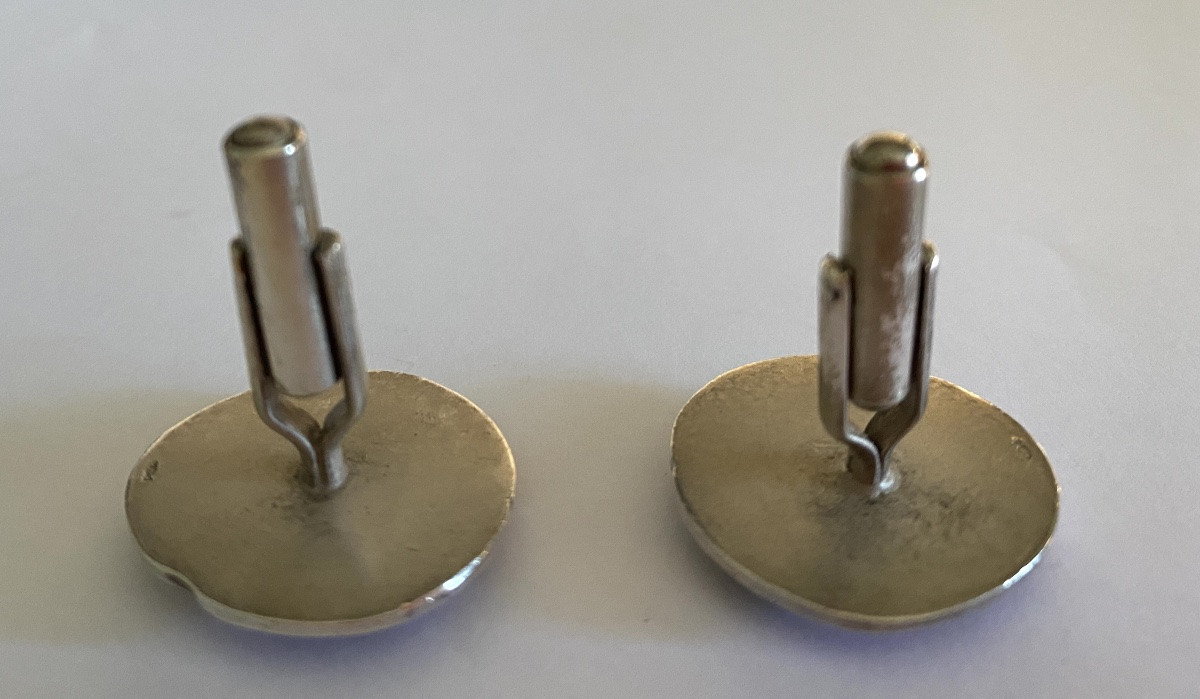 Pair Of Cufflinks. Replica 20th Century Silver Tetradrachm Of Rhodes. Head Of Helios. -photo-4