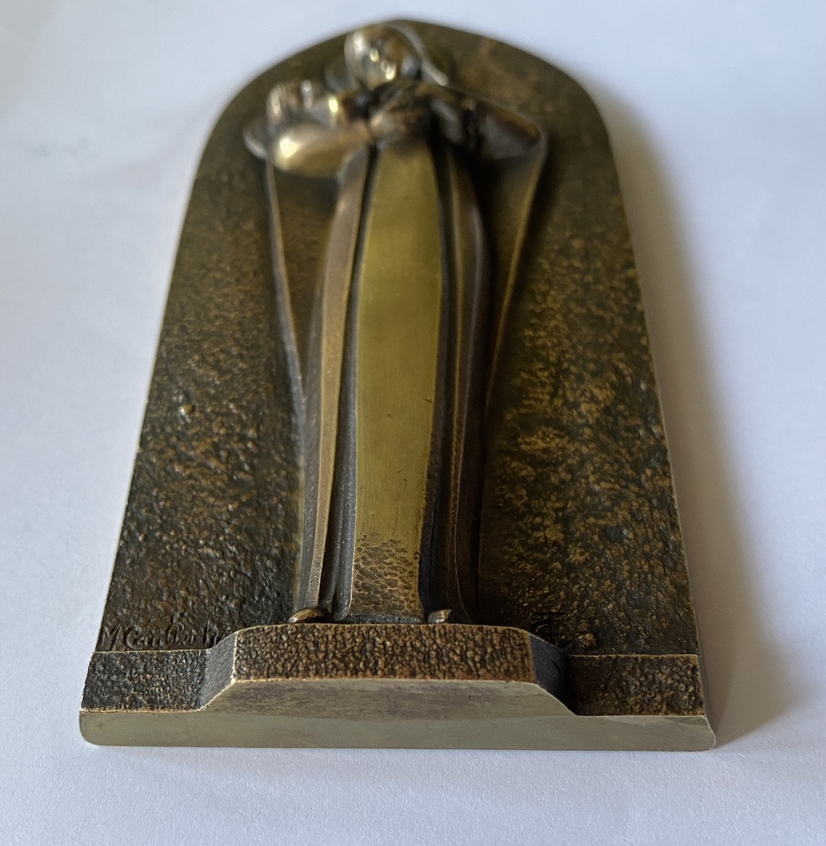 Maria Caullet-nantard. Virgin And Child. Art Deco Bronze Bas-relief. -photo-1