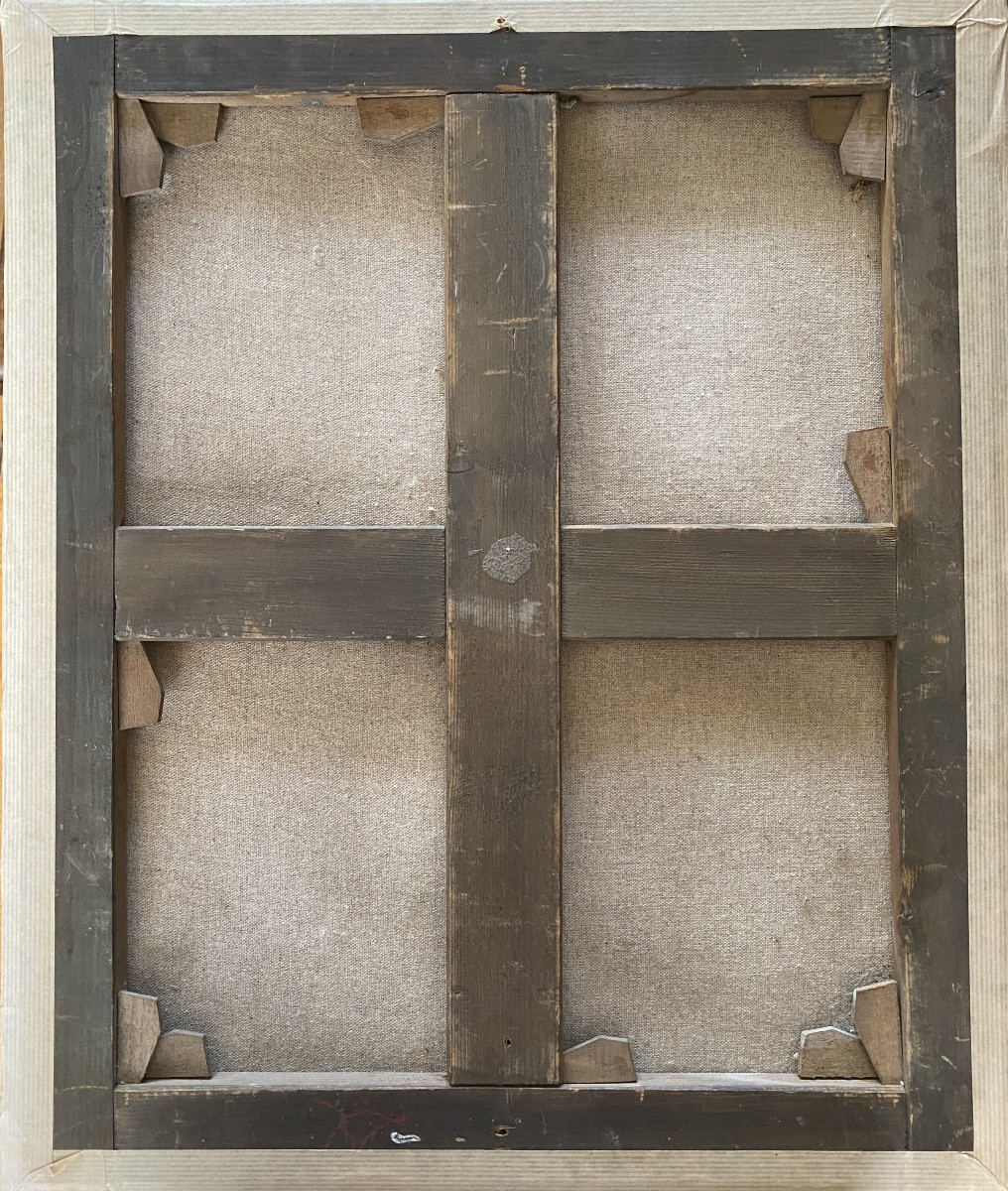 Berthe Mouchette. « Corbeille de fleurs ». Huile sur toile  fin XIXème.-photo-4