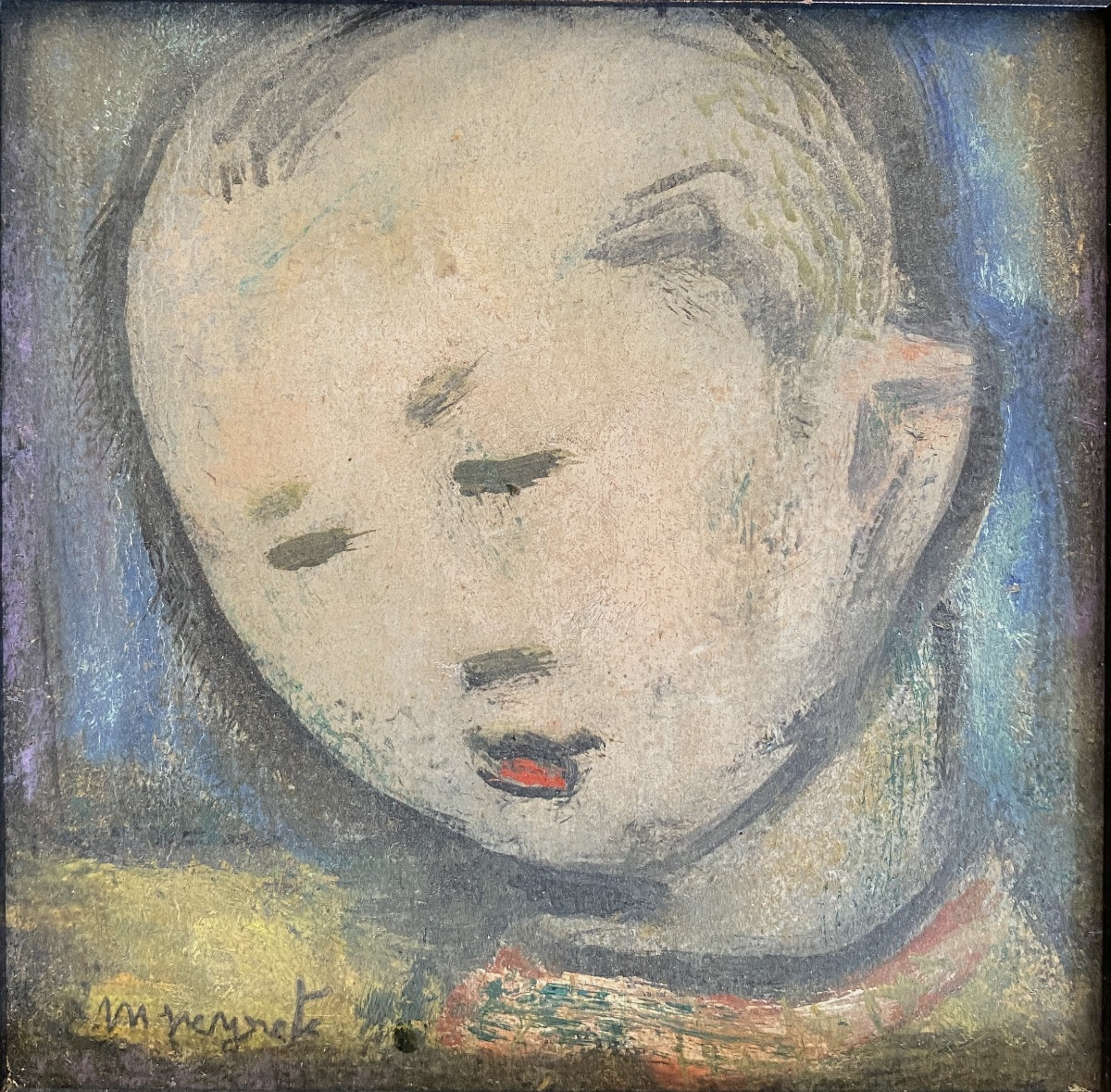 Isidore Marie Peyret. Portrait Of A Child. Gouache On Framed Cardboard. Early 20th Century. -photo-3