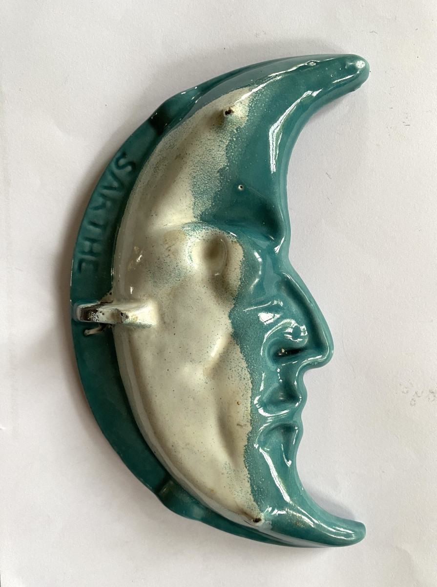 Advertising Ashtray / Pocket Emptier. Half Moon In Enameled Cast Iron. Sablé Foundry (sarthe).-photo-2