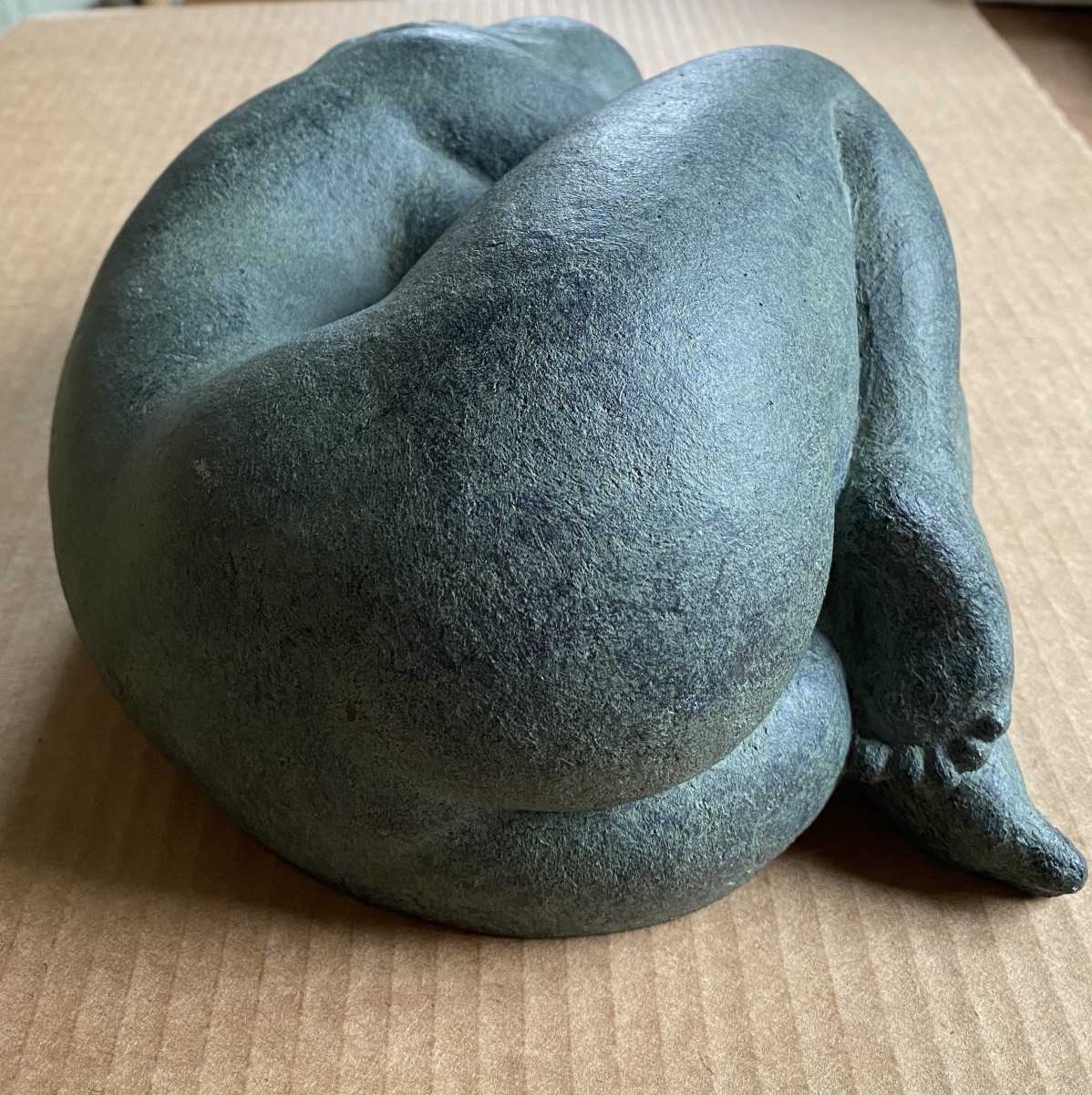 Edmond Gintoli. Sleeping Female Nude. Terracotta With Green Patina. 20th Century.-photo-3