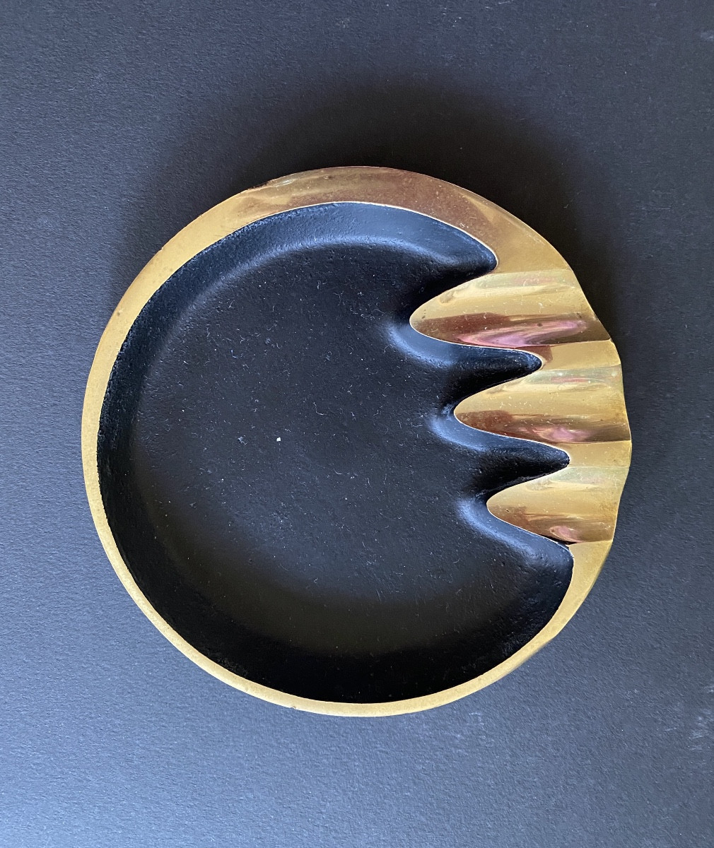 Polished Brass Ashtray/pocket Tray With Black Patina. Austria, 1950s.