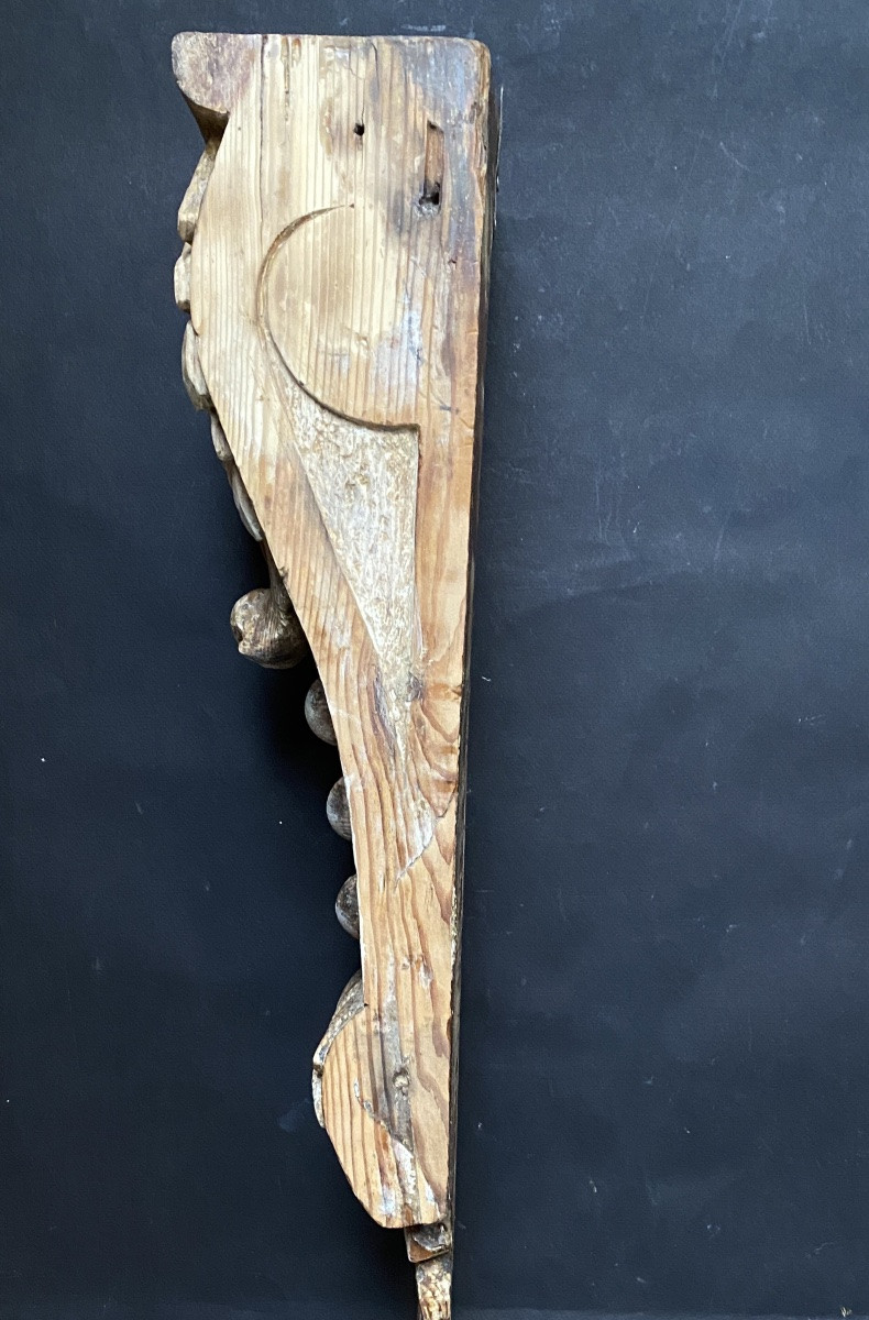 19th  Carved Wooden Wall Lamp. Acanthus Leaf. -photo-4