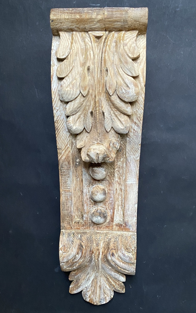 19th  Carved Wooden Wall Lamp. Acanthus Leaf. 