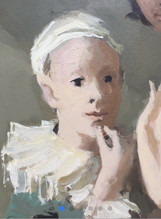 Jonathan Zutter. “pierrot And Colombine”. Framed Oil On Canvas, Mid-20th Century. -photo-2