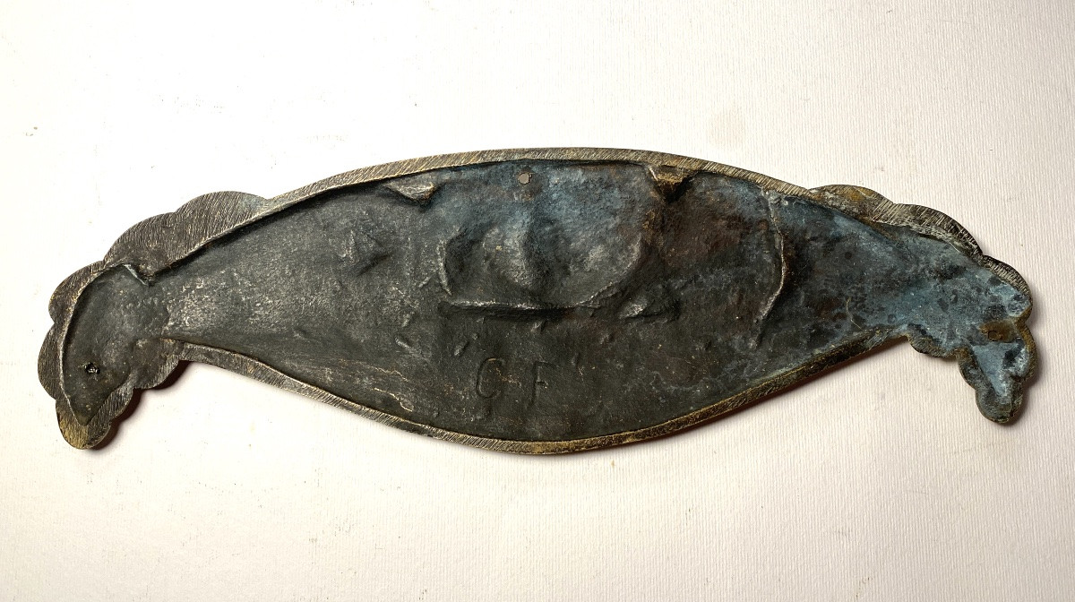 Art Deco Ornamental Bronze. Stylized Fruit Basket. -photo-4