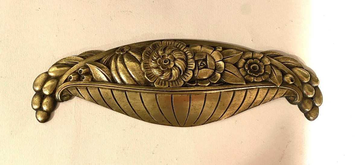 Art Deco Ornamental Bronze. Stylized Fruit Basket. -photo-1