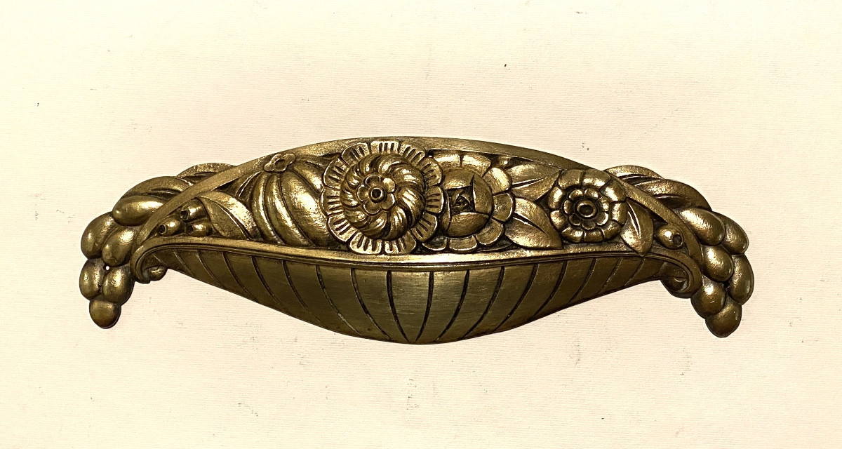 Art Deco Ornamental Bronze. Stylized Fruit Basket. 