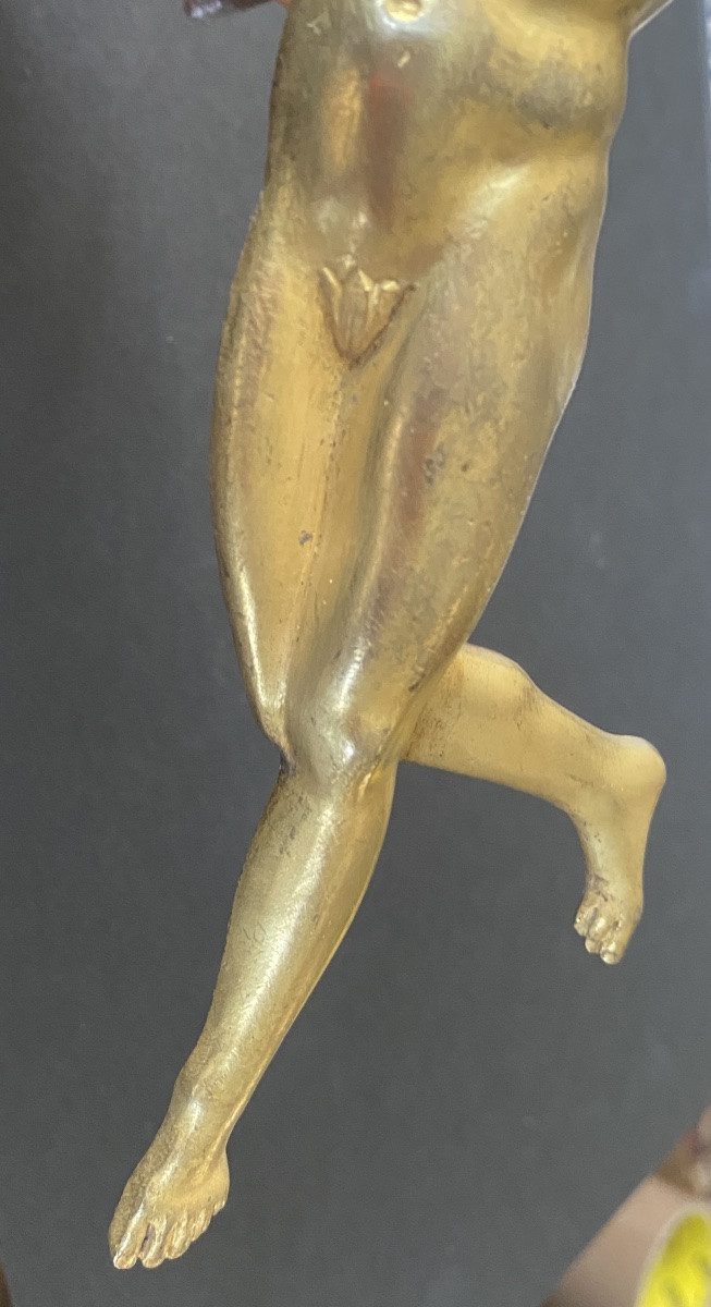 Bronze doré. Ornement début XIXème. Zéphyr. Allégorie . Dieu du vent de l’Ouest. -photo-4