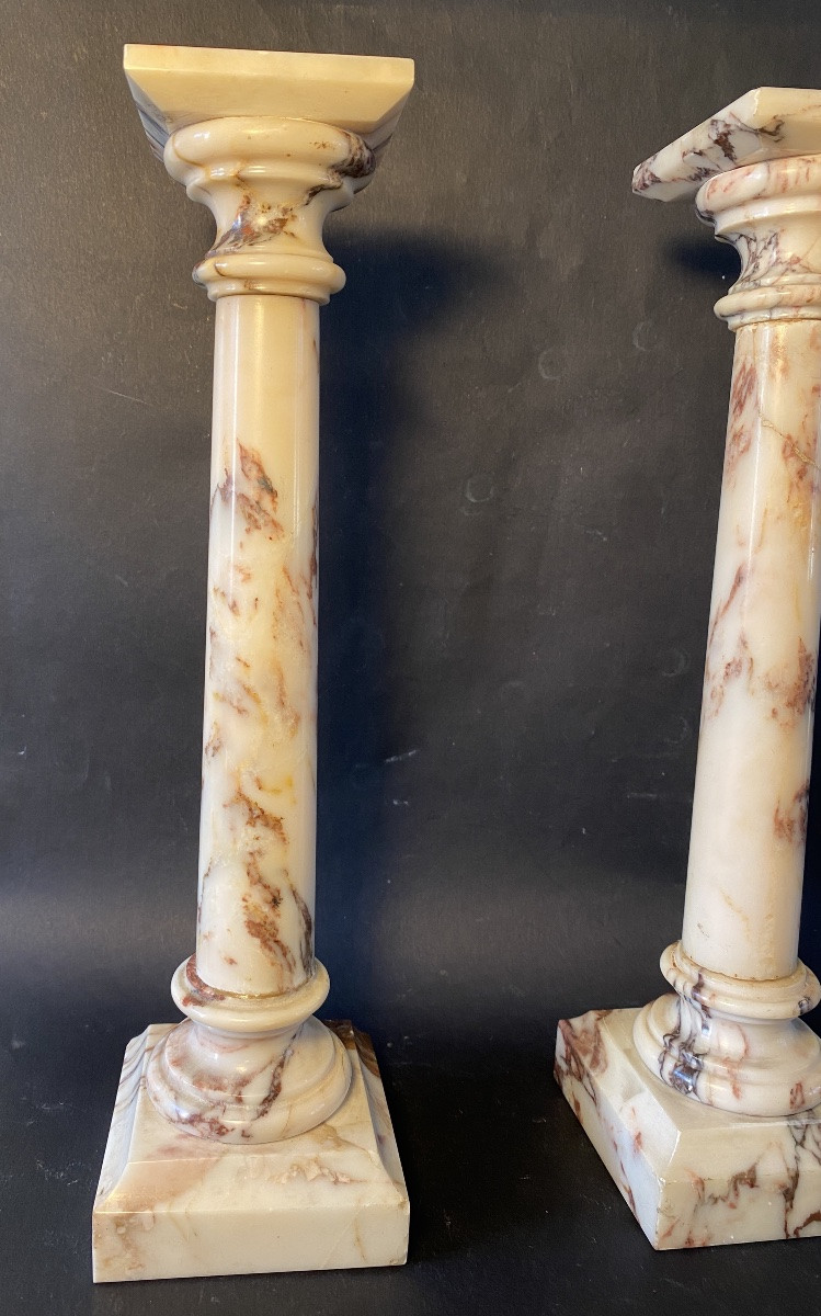 Paire de colonnes en marbre XIXème. Grand Tour. -photo-2