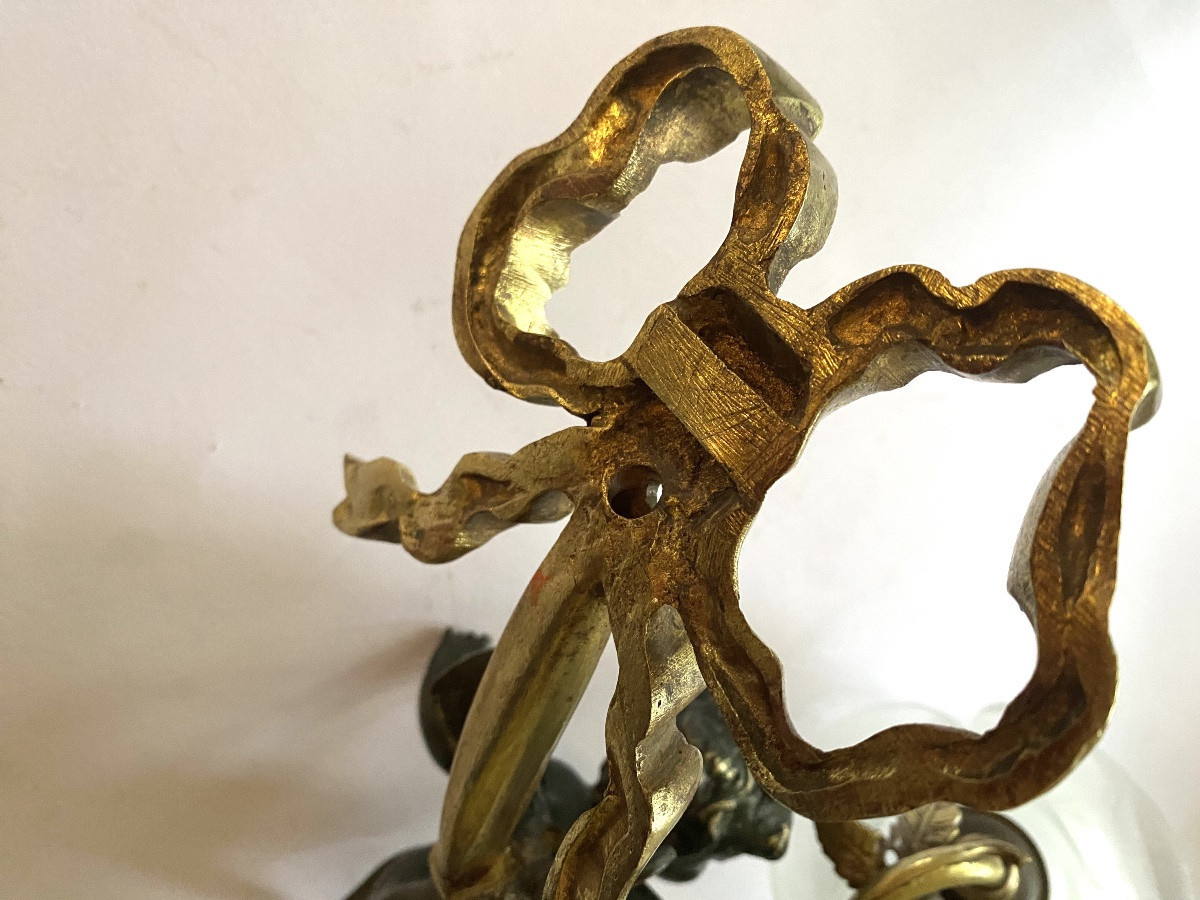 Louis XVI Style Wall Light. Angel, Glass Paste Tulip And Bronze Knot. -photo-6