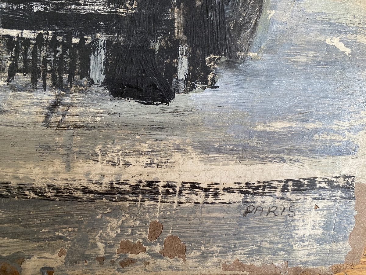 “funeral With Horse-drawn Hearse”. Oil On Cardboard. French School, Early 20th Century. -photo-4