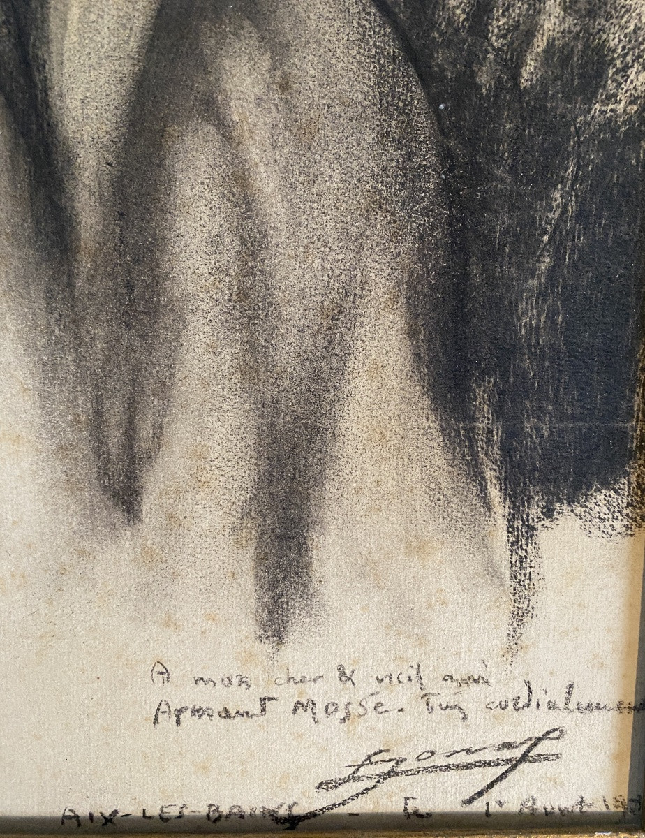 Lucien Jonas. Portrait de Armand Mossé. 1931. Fusain sur papier encadré. -photo-3