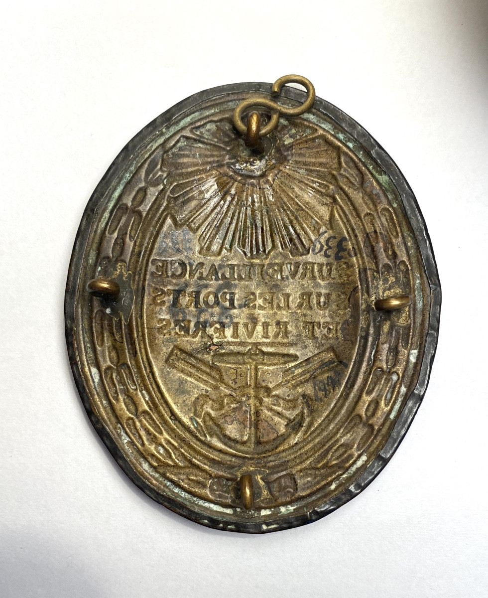 Très Rare plaque de métier. “Surveillance sur les ports et les rivières”. Epoque Révolution.-photo-2