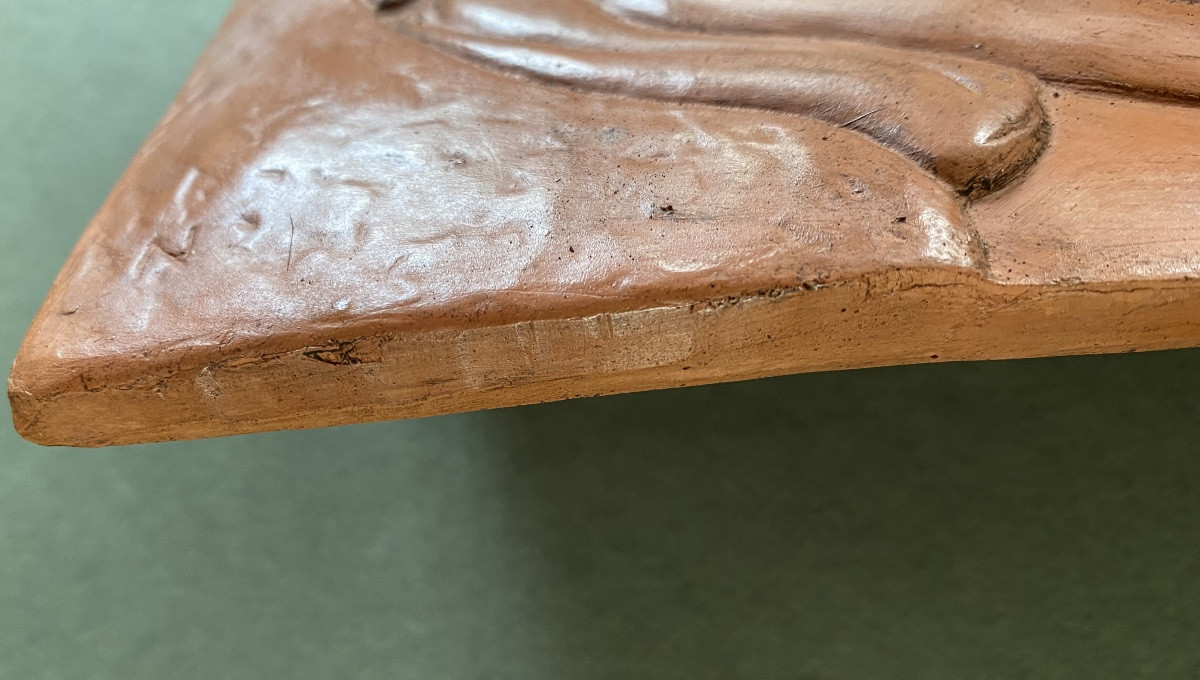 Mid-20th Terracotta Bas-relief. Musician. Euterpe. Allegory Of Music. -photo-1