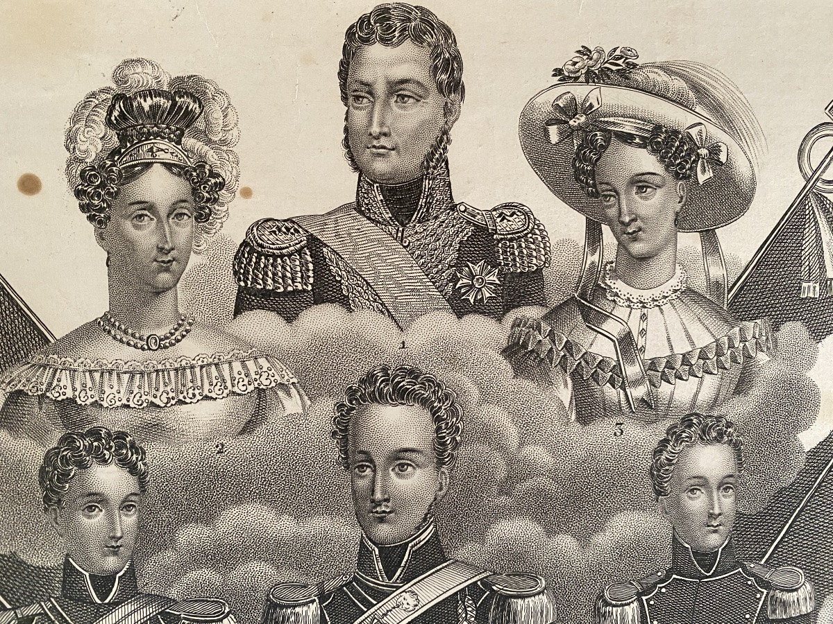 Early 19th Century Engraving. Portraits Of The Royal Family. King Louis Philippe And His Family.  -photo-3