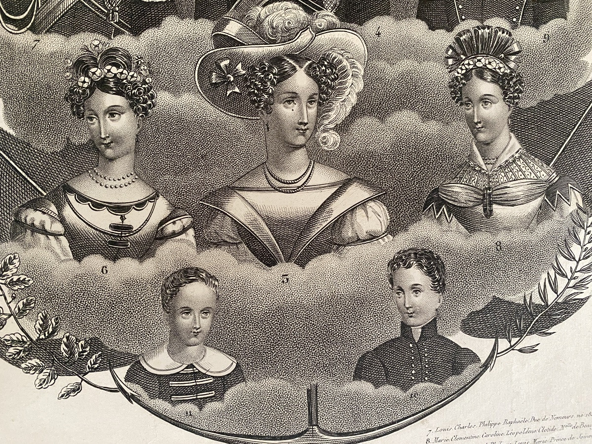 Early 19th Century Engraving. Portraits Of The Royal Family. King Louis Philippe And His Family.  -photo-4