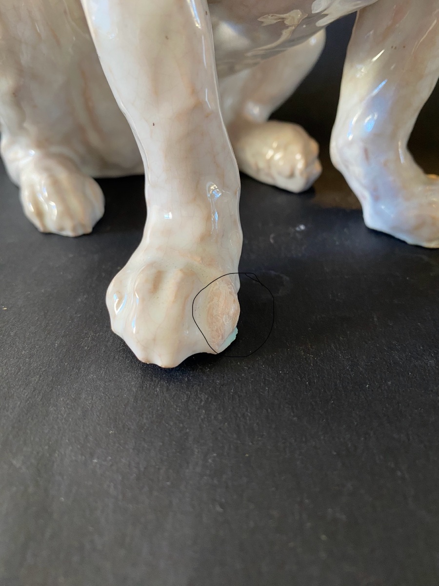 Bouledogue français. Céramique émaillée. Joseph Filmont. Caen. Poteries de Bavent. Début XXème.-photo-6