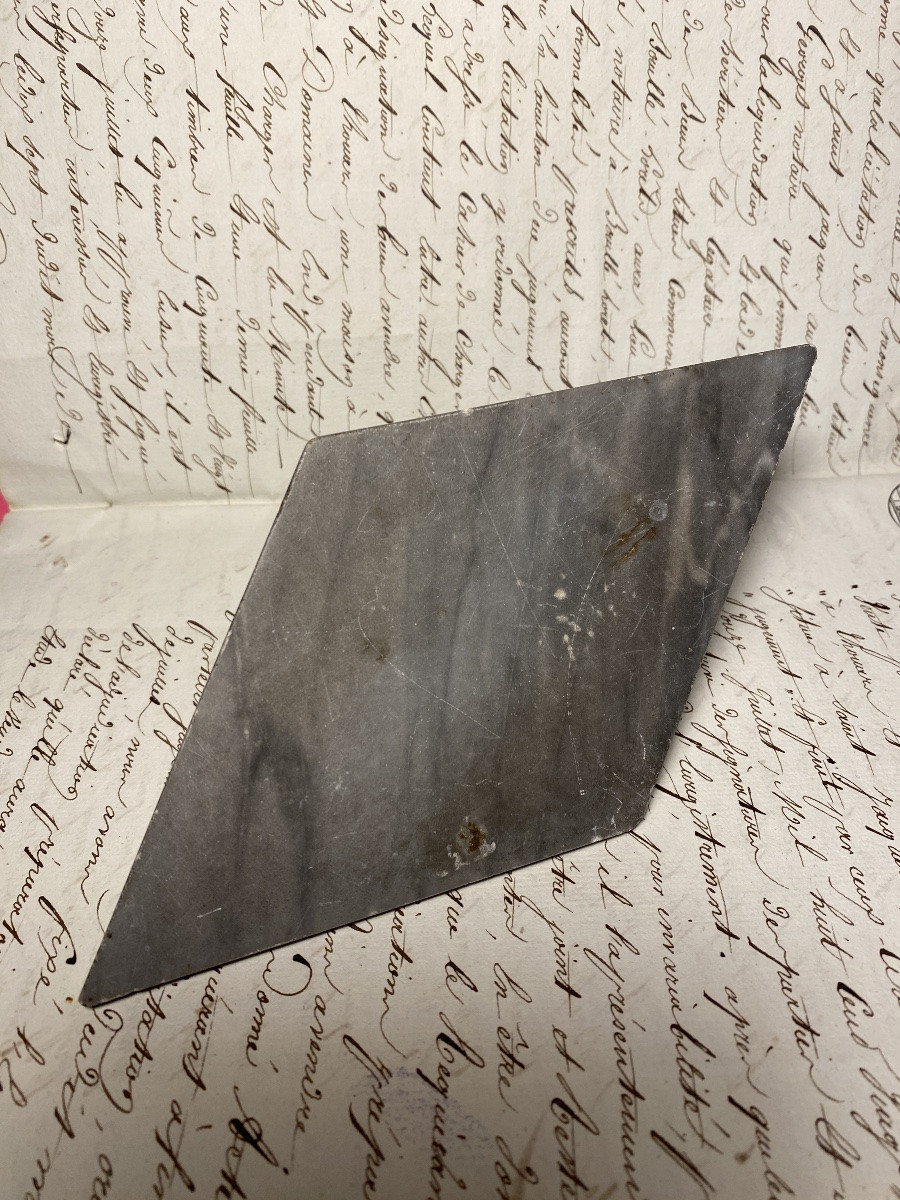 19th Marble Paperweight. Diamond Shape And Round Handle Made Of Four Different Marbles. -photo-2