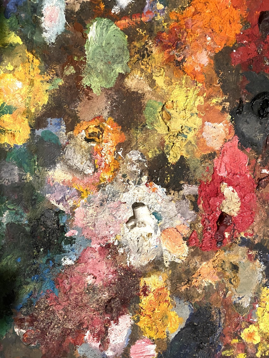 Palette de peintre en bois fin XIXème / début XXème. -photo-2