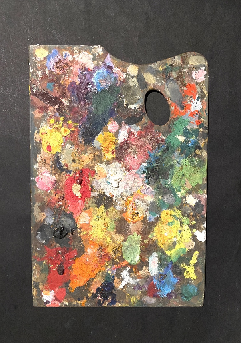 Palette de peintre en bois fin XIXème / début XXème. 