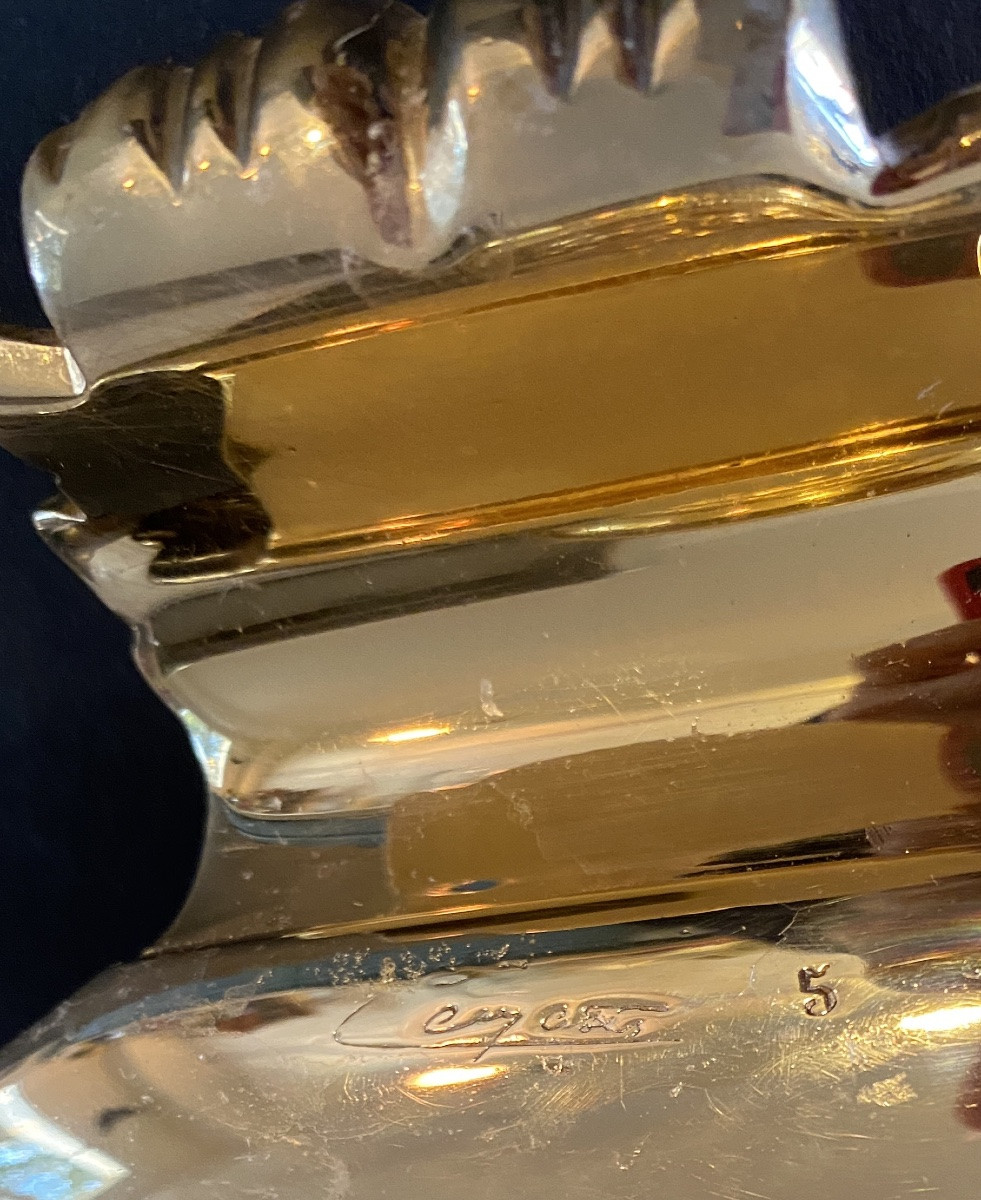 Vide poche en bronze doré. Coquille sur socle. Milieu XXème. -photo-4