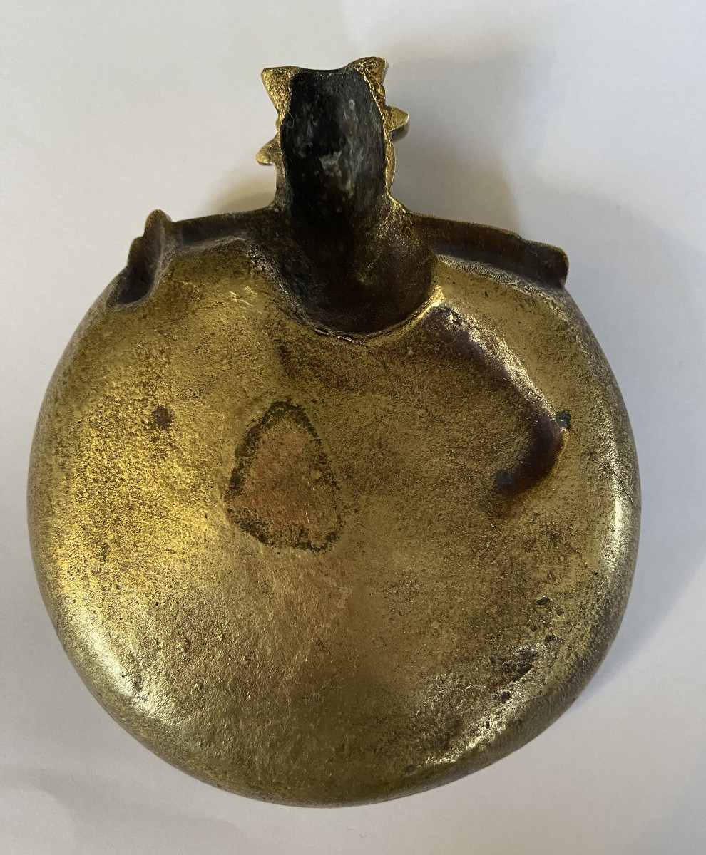 Pair Of Early 20th Bronze Trinket Trays. Guignol And Gnafron Lyonnais Puppets.-photo-3