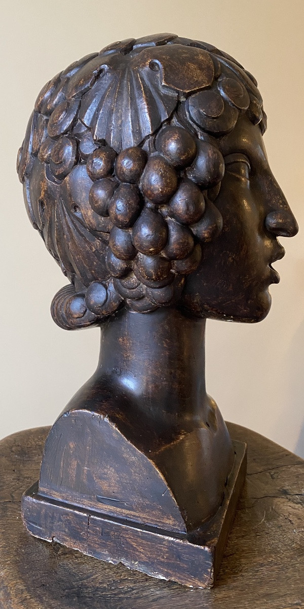 José Martin pour Sue et Mare. Tête de Bacchus jeune ou faune ». Plâtre original Art Déco. -photo-1