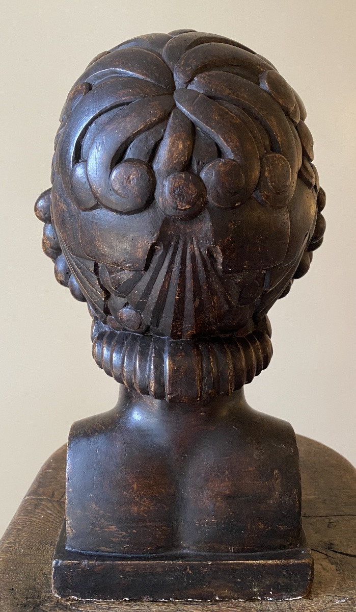 José Martin pour Sue et Mare. Tête de Bacchus jeune ou faune ». Plâtre original Art Déco. -photo-2