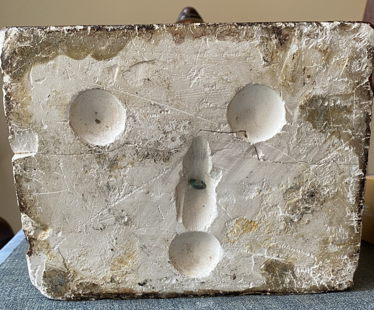 José Martin pour Sue et Mare. Tête de Bacchus jeune ou faune ». Plâtre original Art Déco. -photo-5