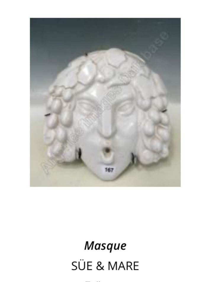 José Martin pour Sue et Mare. Tête de Bacchus jeune ou faune ». Plâtre original Art Déco. -photo-8