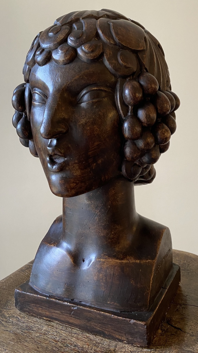 José Martin For Sue And Mare. Head Of A Young Bacchus Or Faun. Original Art Deco Plaster Cast. 