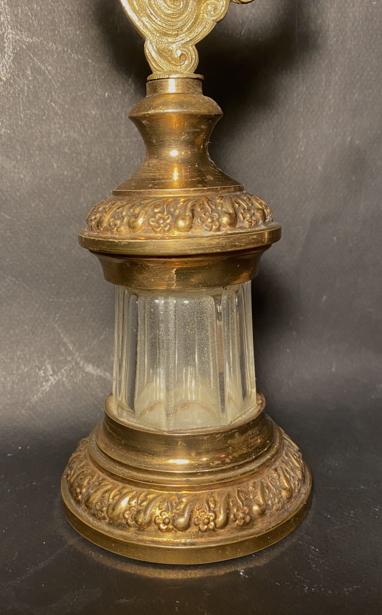 19th Crucifix Monstrance Or Reliquary. Bronze, Brass And Crystal. -photo-3