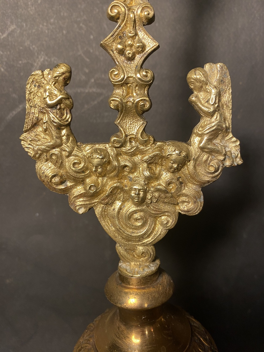 19th Crucifix Monstrance Or Reliquary. Bronze, Brass And Crystal. -photo-4