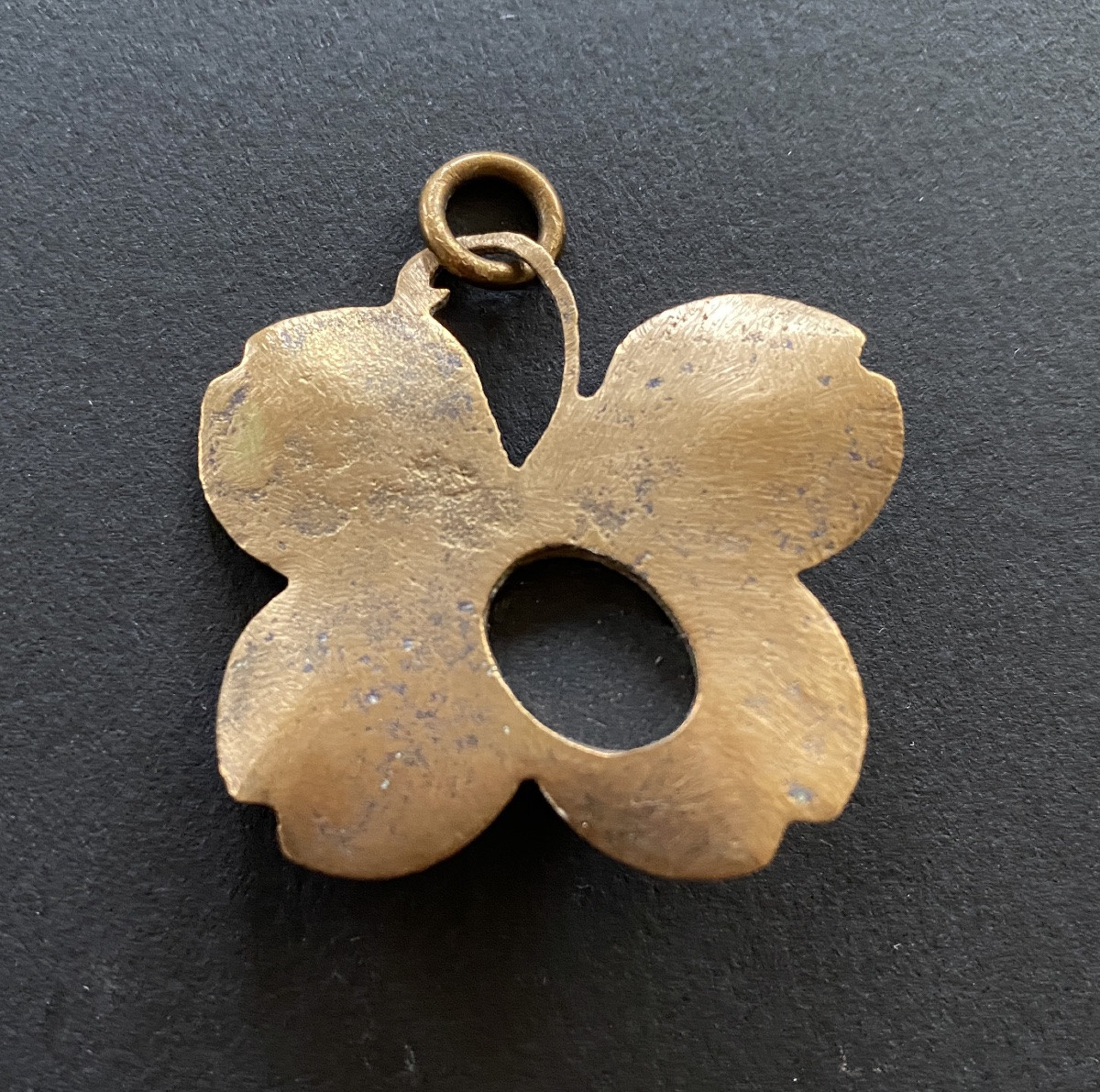 Art Nouveau Pendant. Four-leaf Clover And Scarab Beetle. -photo-4