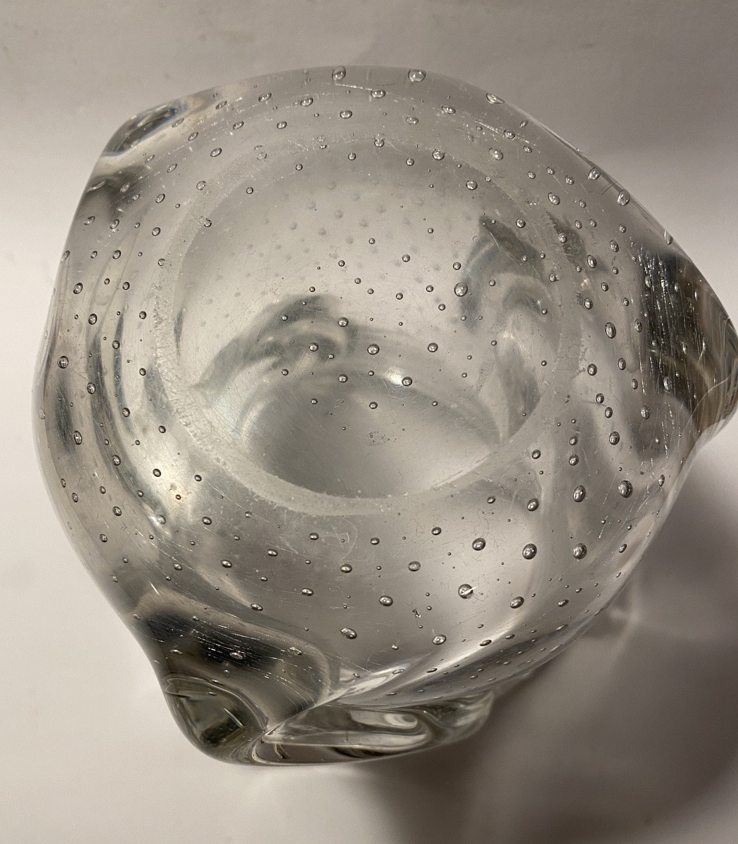 Vase en cristal bullé. Attribué à Schneider. Années 60/70.-photo-5