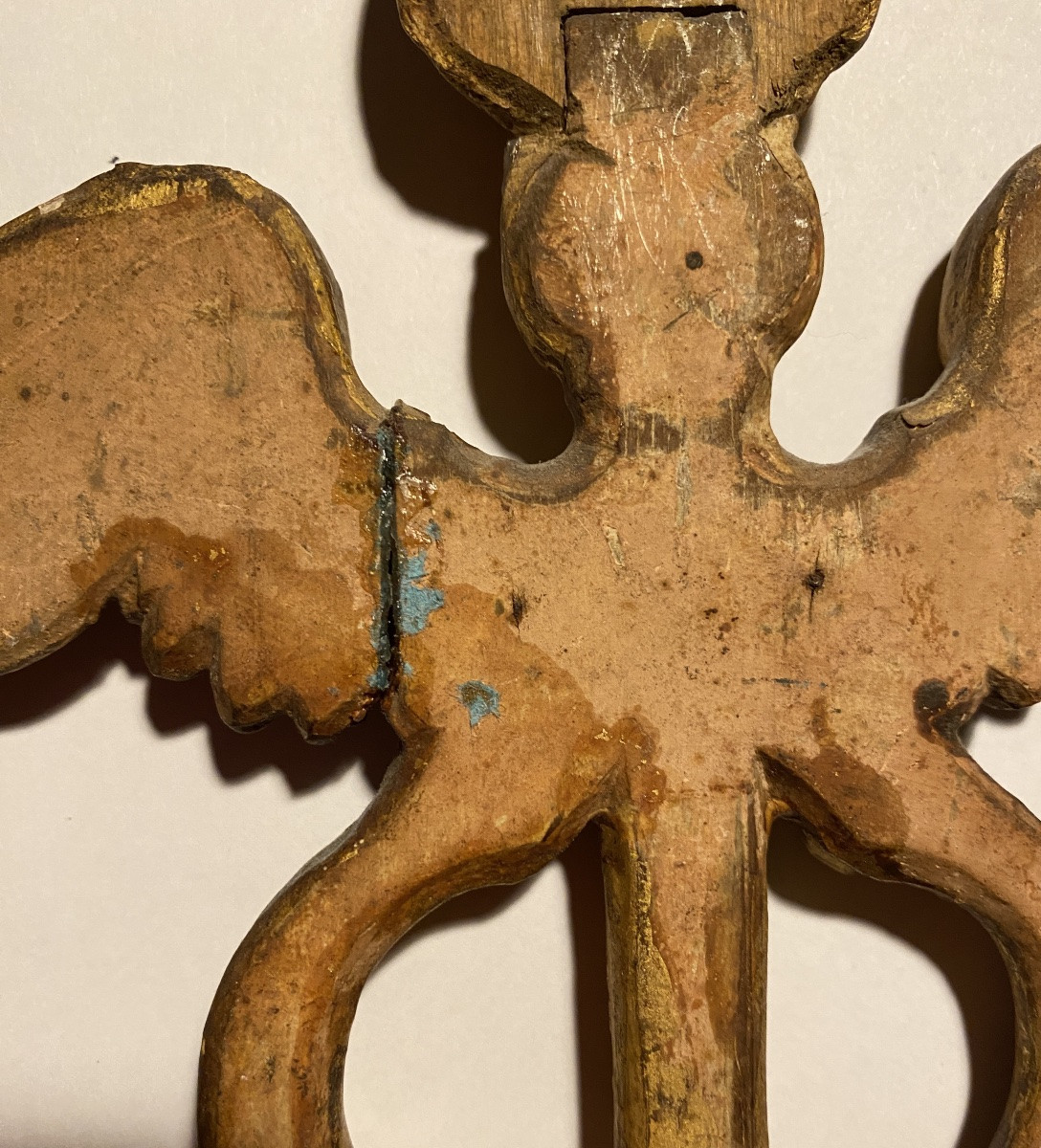 Caducée en bois sculpté et doré début XIXème. -photo-2