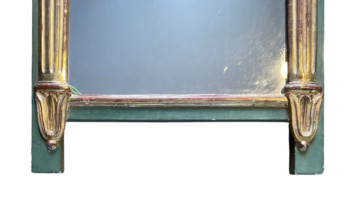 Empire Style Mirror. Mid-20th . Carved And Gilded Wood. Columns, Laurel, Imperial Eagle. -photo-3