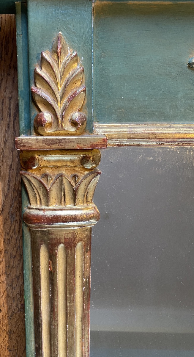 Empire Style Mirror. Mid-20th . Carved And Gilded Wood. Columns, Laurel, Imperial Eagle. -photo-1
