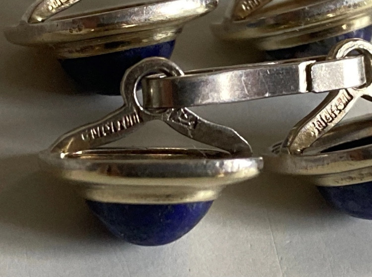 Silver And Lapis Lazuli Cufflinks. 1970s.-photo-1