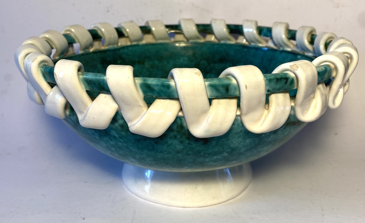 Sainte Radegonde. Primavera. Gustave Asch. Coupe en céramique émaillée. Années 60.-photo-2