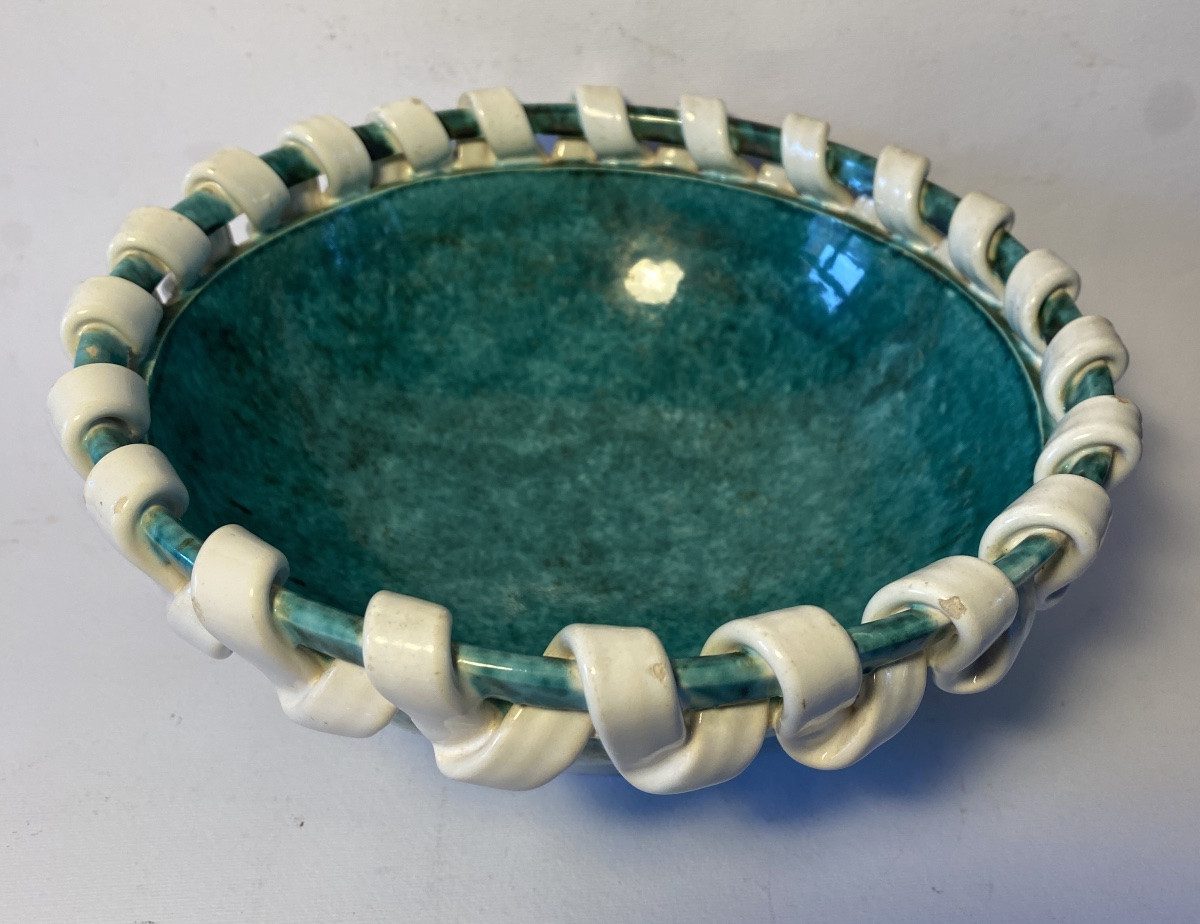 Sainte Radegonde. Primavera. Gustave Asch. Coupe en céramique émaillée. Années 60.-photo-3