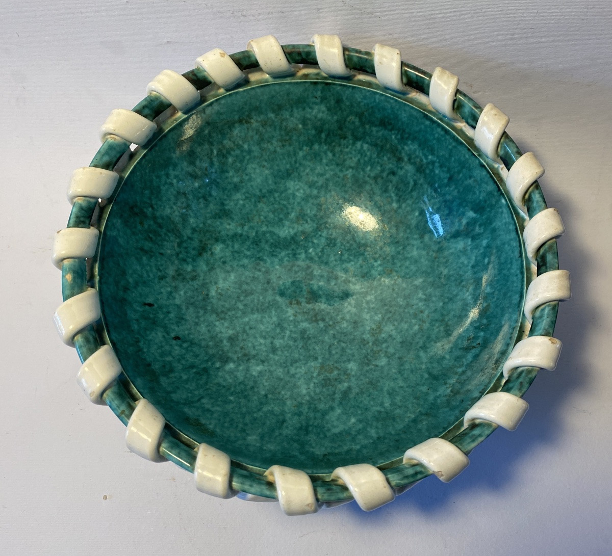 Sainte Radegonde. Primavera. Gustave Asch. Coupe en céramique émaillée. Années 60.-photo-4