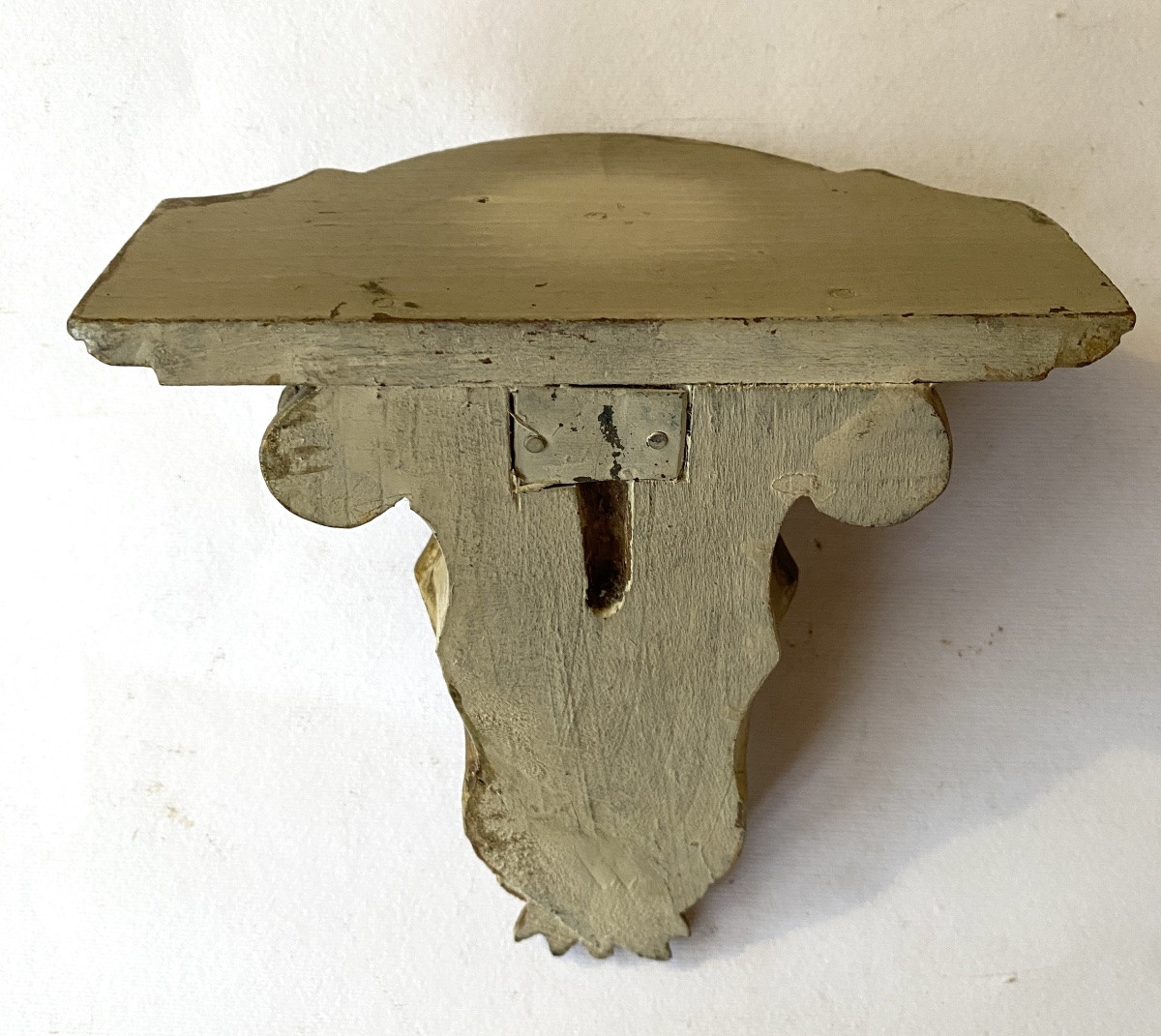 Paire de petites consoles d’applique  XIXème en bois sculpté et peint. -photo-4