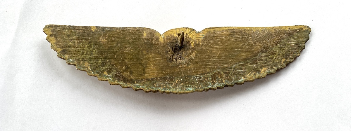 Egyptomania. Bronze décoratif XIXème. Tête de pharaon ailé. -photo-1