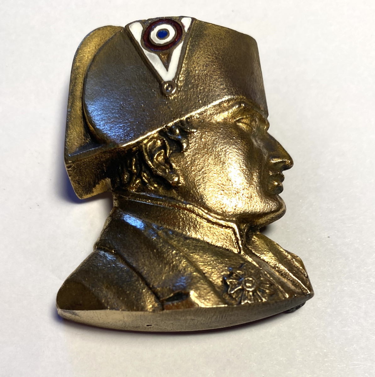 Early 20th Century Bronze And Enamel Brooch. Portrait Of Napoleon Bonaparte. -photo-3