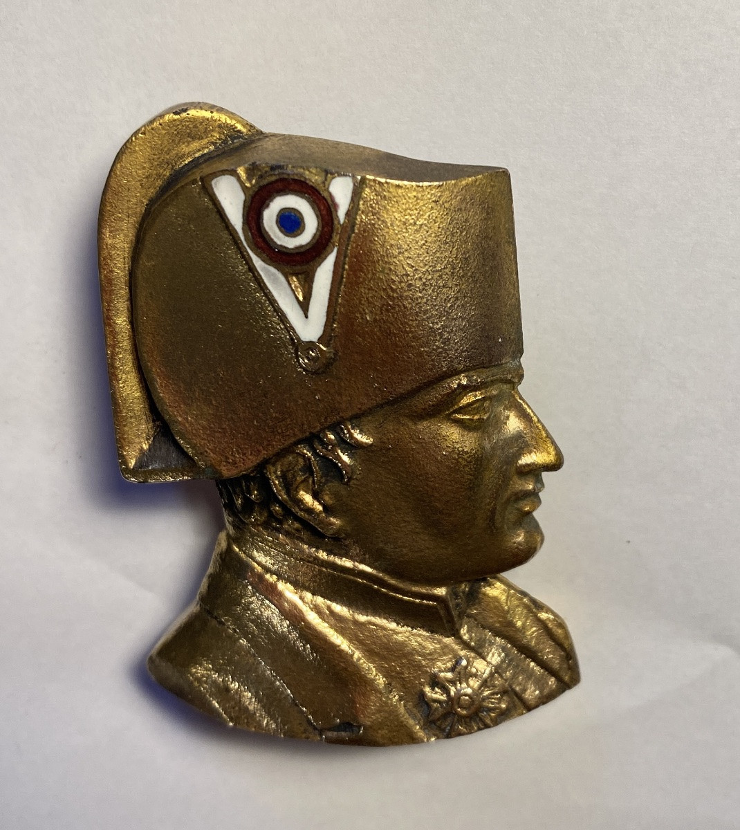 Early 20th Century Bronze And Enamel Brooch. Portrait Of Napoleon Bonaparte. -photo-4