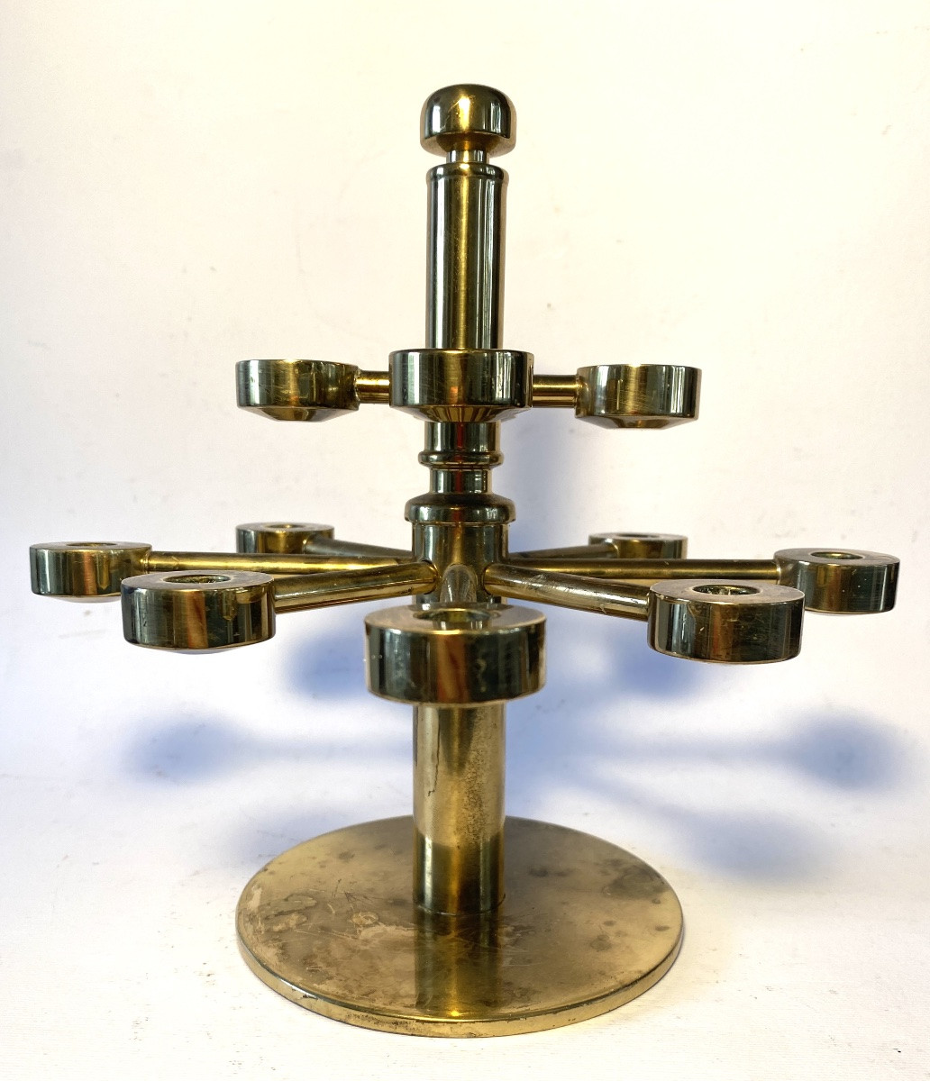 Hans-agne Jakobsson. Solid Brass Candelabra. Model L 126. Markaryd. Sweden, 1970s.-photo-3