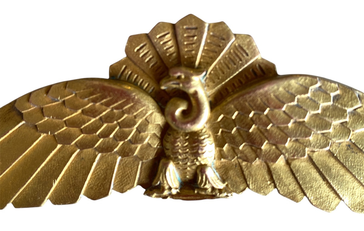 Egyptomania. 19th Century Ornamental Bronze. Stylized Vulture. -photo-2